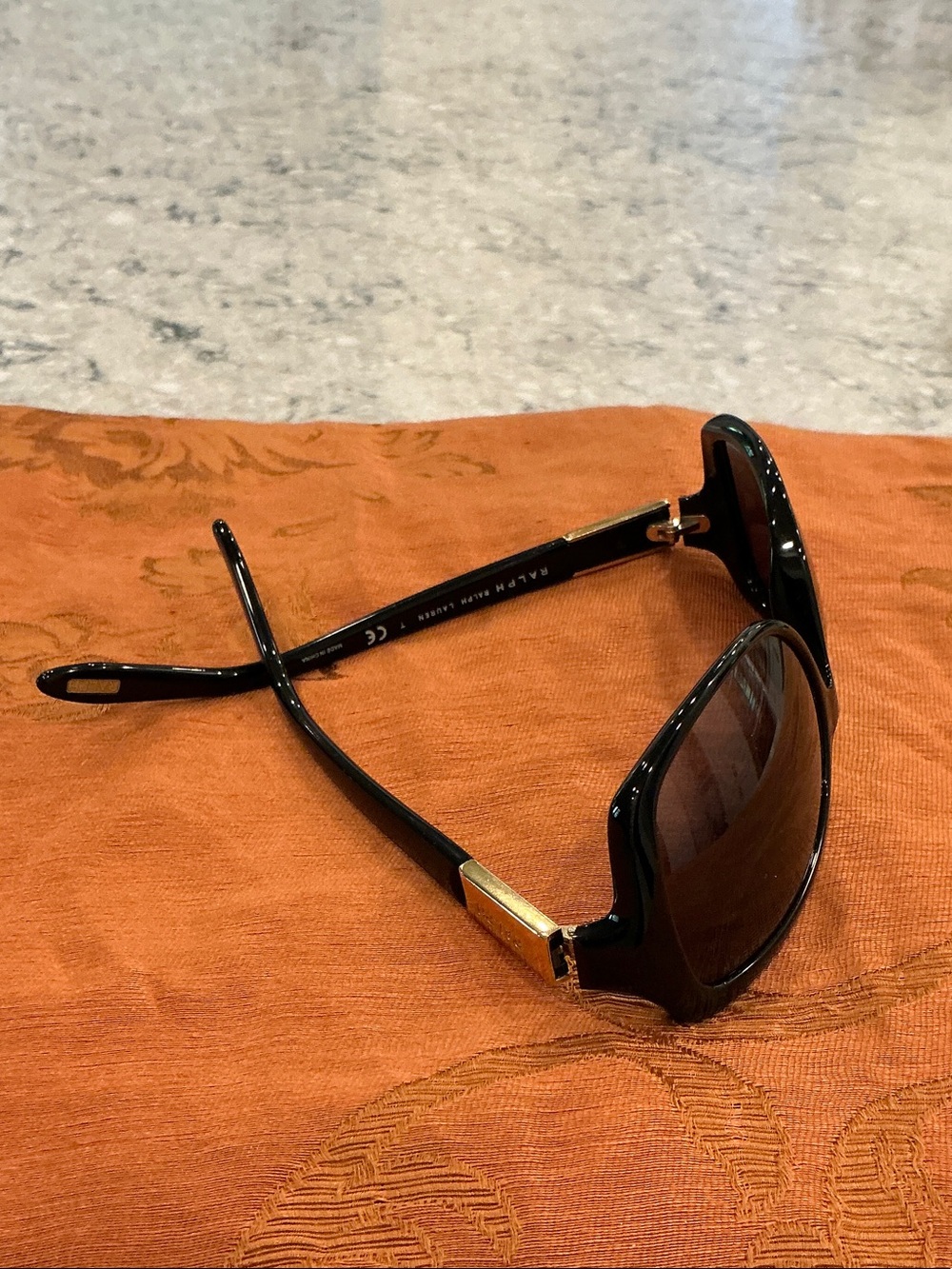 Ralph Lauren Black Sunglasses with Gold Temple Accents